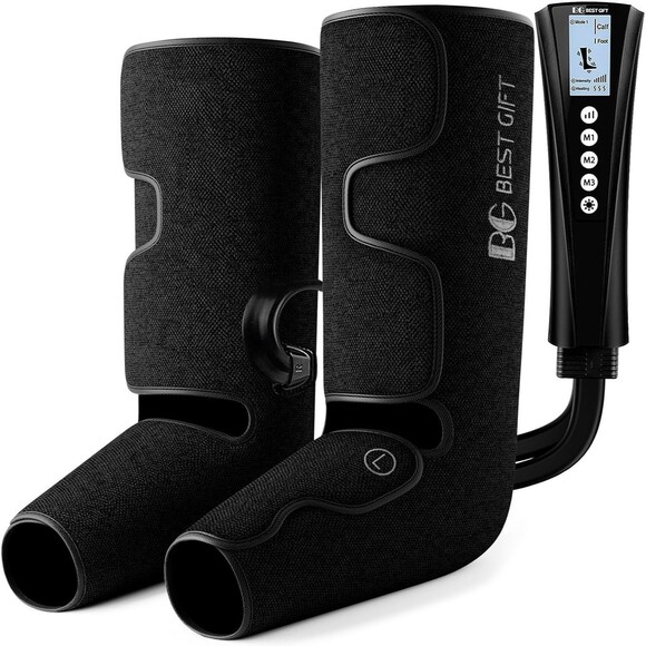 Air Compression Massager with Heat for Foot Leg Calf for Edema Fatigue Cramps